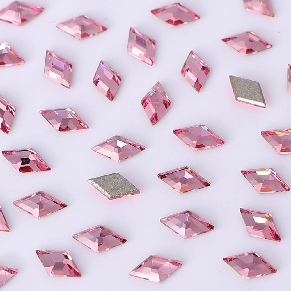 Rhombus Shape Multi Colors Small Size Glass Beveled Flat Back Fancy Rhinestones For Nail Art