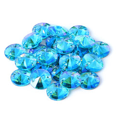 Aquamarine Shimmer Rivoli Shape High Quality Glass Sew-on Rhinestones