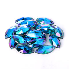 Indicolite Shimmer Navette Shape High Quality Glass Sew-on Rhinestones