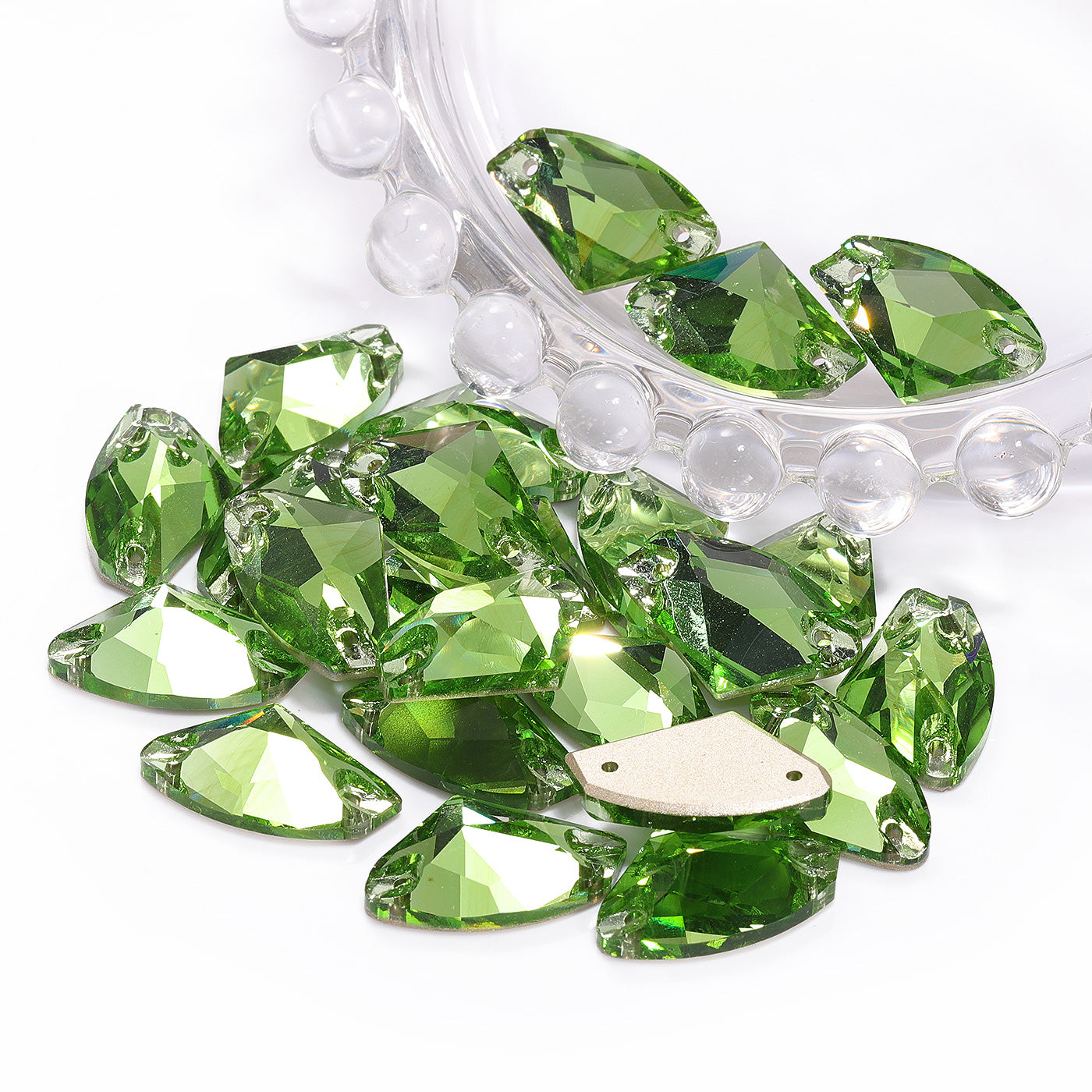 Peridot Galactic Shape High Quality Glass Sew-on Rhinestones