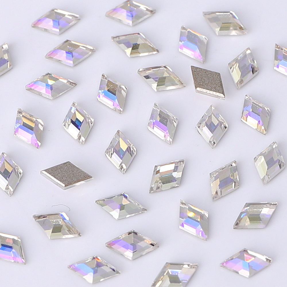 Rhombus Shape Multi Colors Small Size Glass Beveled Flat Back Fancy Rhinestones For Nail Art