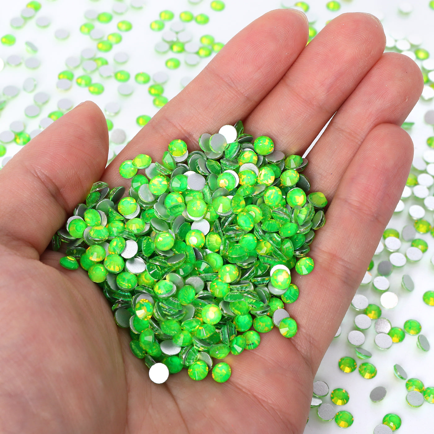 Flashing Brilliant Green Glass FlatBack Rhinestones Silver Back WholesaleRhinestone