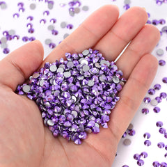 Metallic Light Violet Glass FlatBack Rhinestones Silver Back