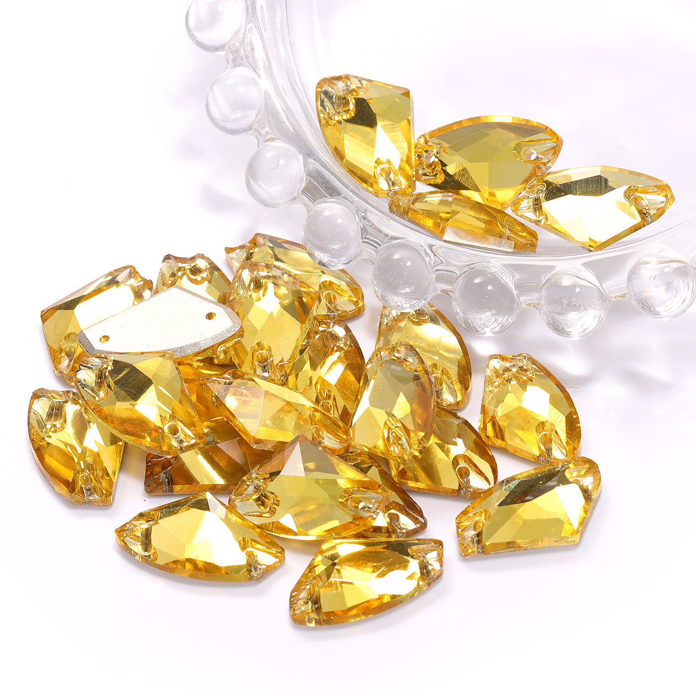 Light Topaz Galactic Shape High Quality Glass Sew-on Rhinestones