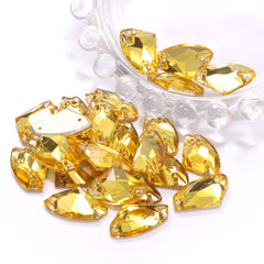 Light Topaz Galactic Shape High Quality Glass Sew-on Rhinestones