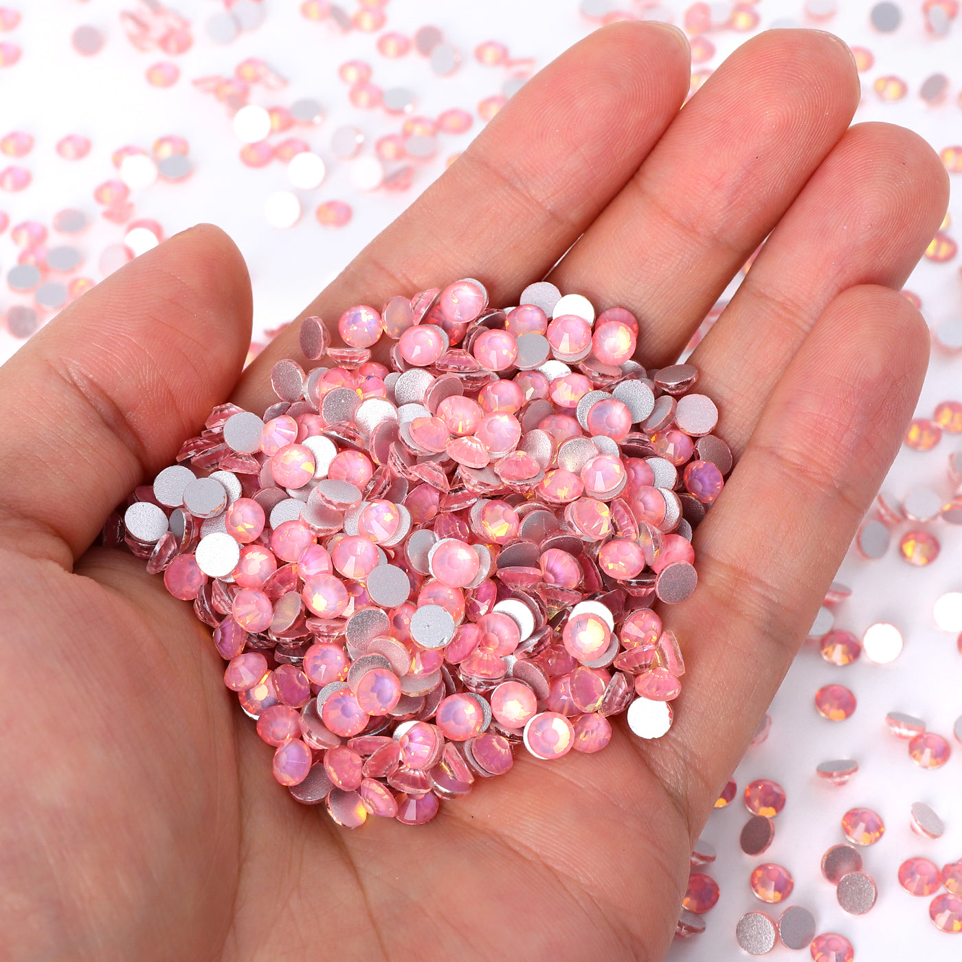 Flashing Rose Pink Glass FlatBack Rhinestones Silver Back WholesaleRhinestone