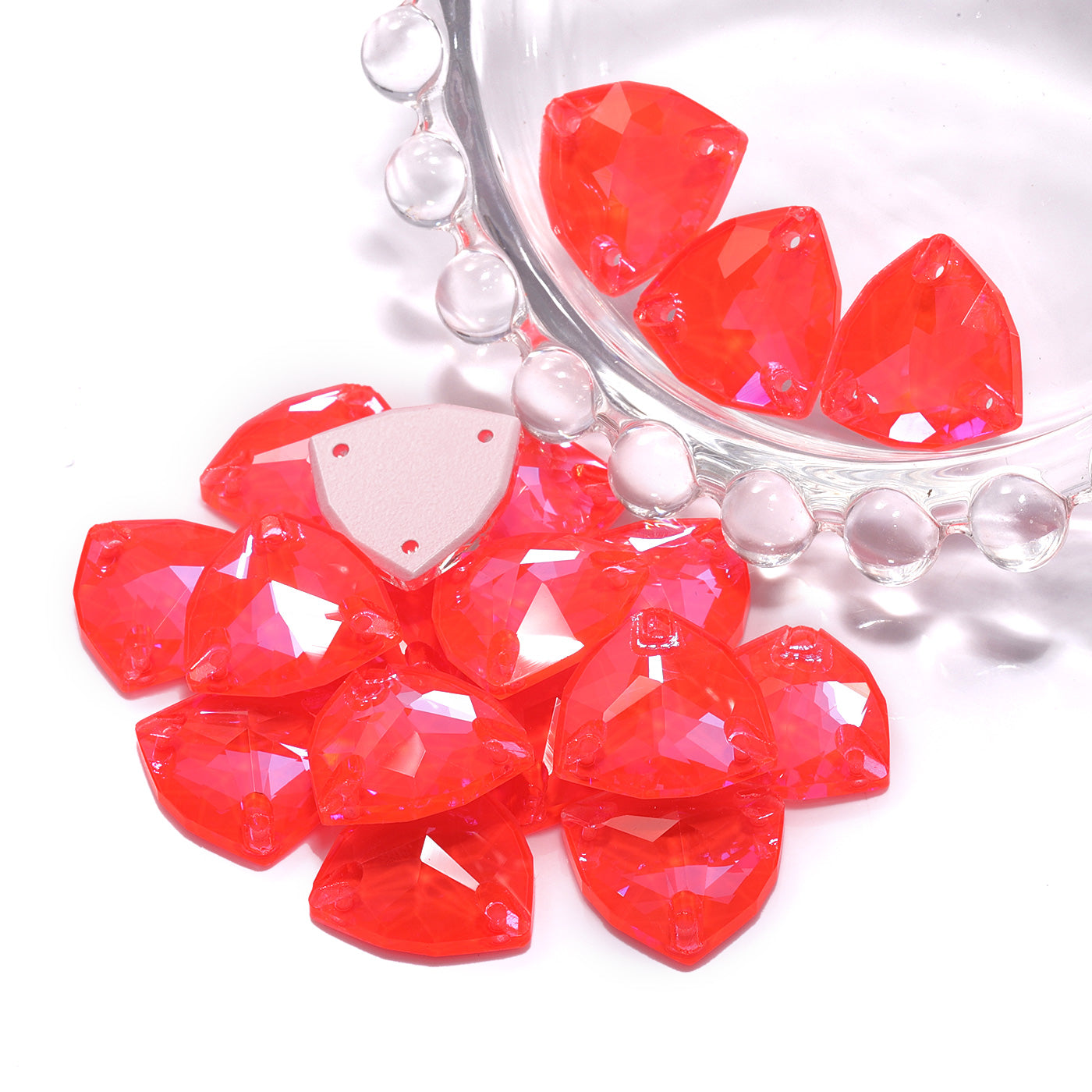 Electric Neon Hyacinth Trilliant Shape High Quality Glass Sew-on Rhinestones