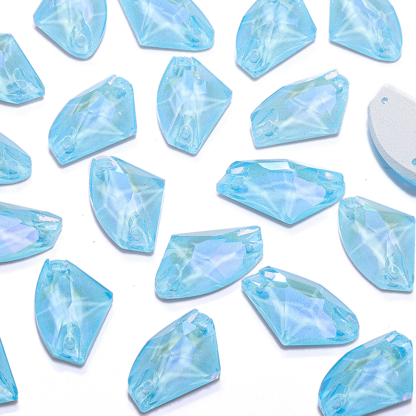 Electric Neon Aquamarine Galactic Shape High Quality Glass Sew-on Rhinestones