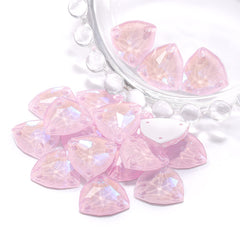 Electric Neon Light Rose Trilliant Shape High Quality Glass Sew-on Rhinestones