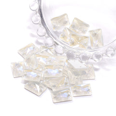 Electric Neon White Rectangle Shape High Quality Glass Sew-on Rhinestones