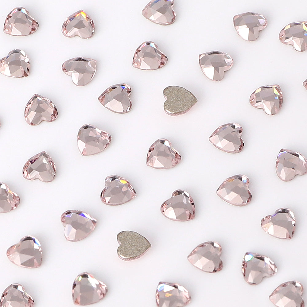 Heart Shape Multi Colors Small Size Glass Beveled Flat Back Fancy Rhinestones For Nail Art