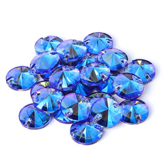 Light Sapphire Shimmer Rivoli Shape High Quality Glass Sew-on Rhinestones