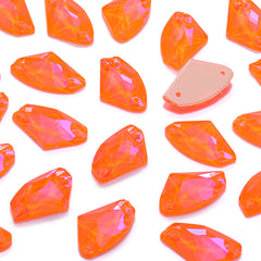 Electric Neon Orange Yellow Galactic Shape High Quality Glass Sew-on Rhinestones