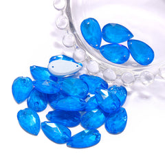 Electric Neon Blue Drop Shape High Quality Glass Sew-on Rhinestones