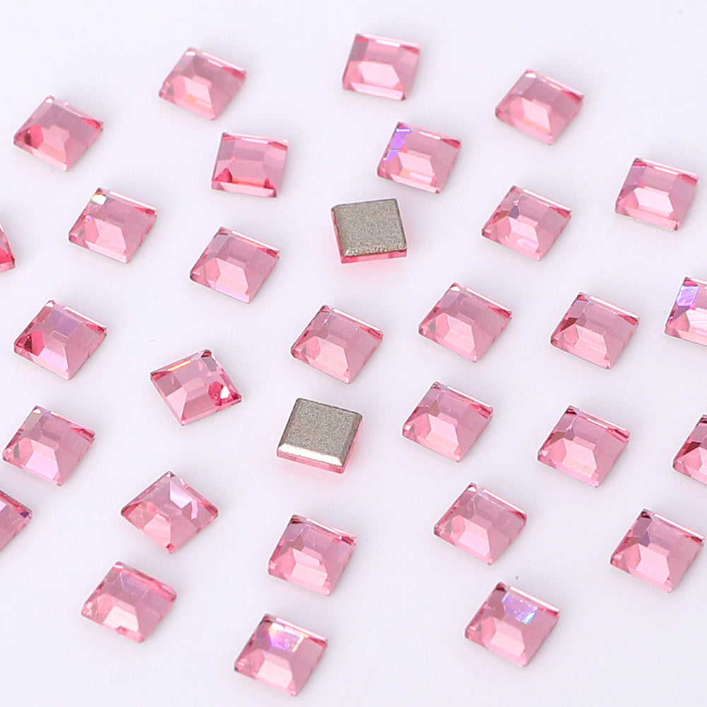 Square Shape Multi Colors Small Size Glass Beveled Flat Back Fancy Rhinestones For Nail Art