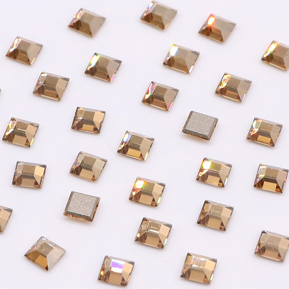 Square Shape Multi Colors Small Size Glass Beveled Flat Back Fancy Rhinestones For Nail Art