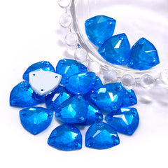 Electric Neon Blue Trilliant Shape High Quality Glass Sew-on Rhinestones