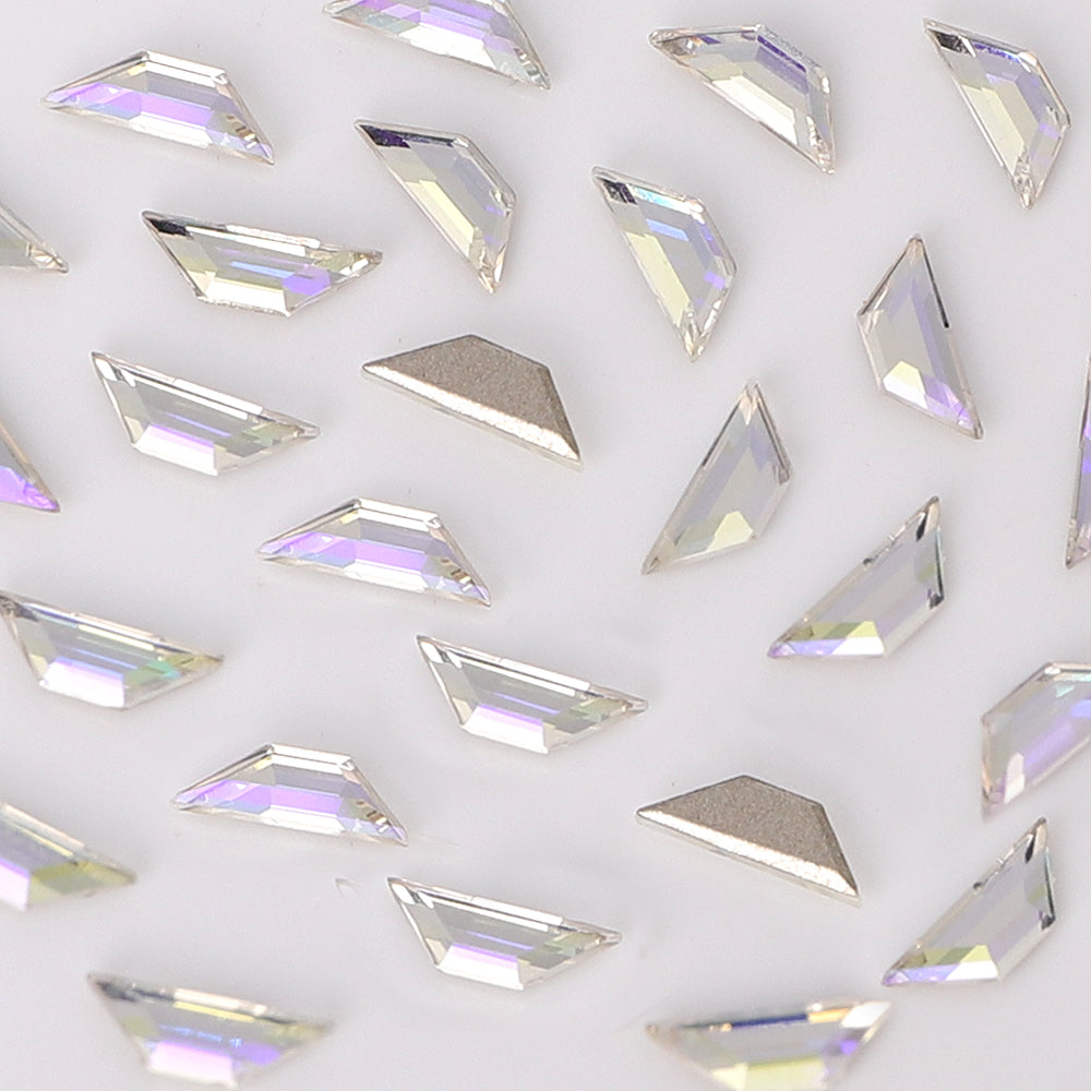 Trapeze Shape Multi Colors Small Size Glass Beveled Flat Back Fancy Rhinestones For Nail Art