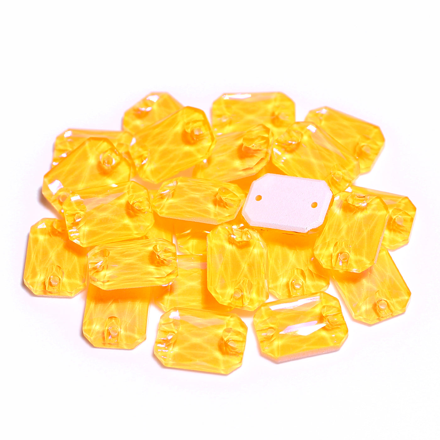 Electric Neon Sunflower Octagon Shape High Quality Glass Sew-on Rhinestones