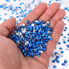 Metallic Capri Blue Glass FlatBack Rhinestones Silver Back WholesaleRhinestone