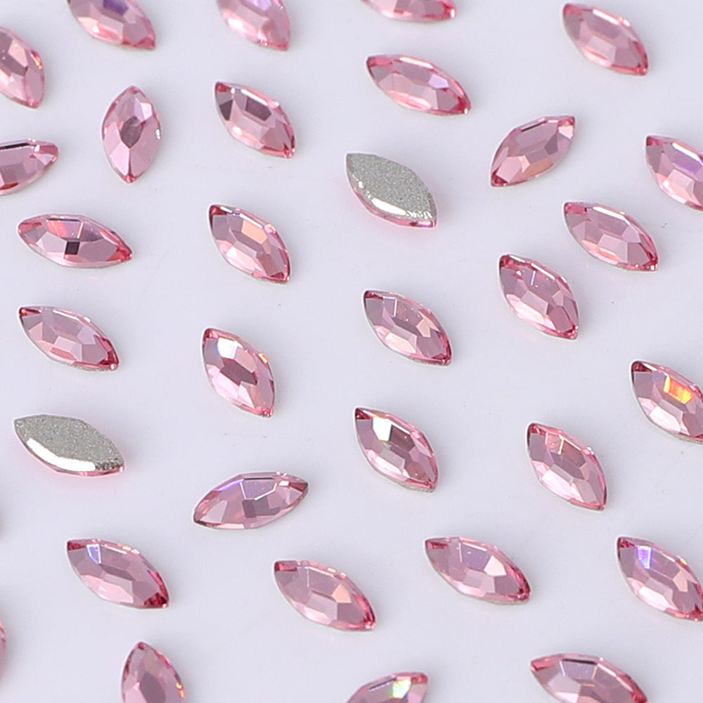 Navette Shape Multi Colors Small Size Glass Beveled Flat Back Fancy Rhinestones For Nail Art