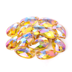 Light Topaz Shimmer Drop Shape High Quality Glass Sew-on Rhinestones