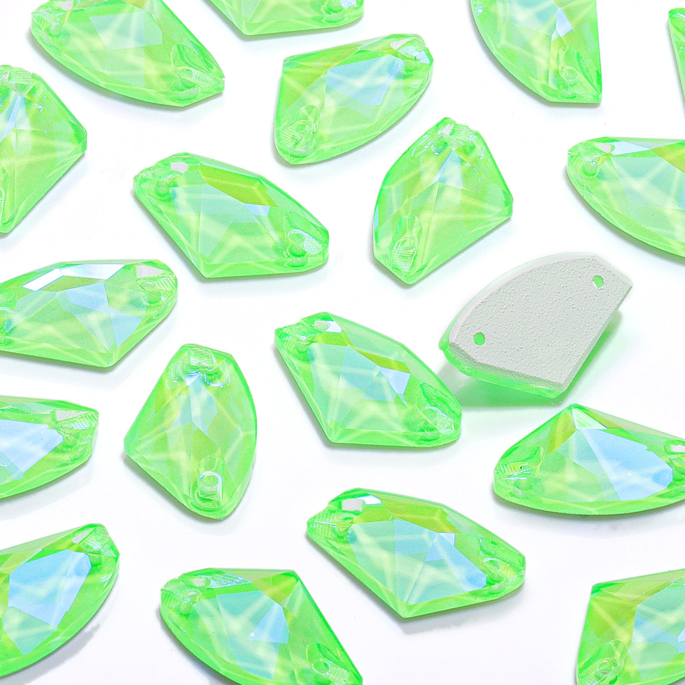 Electric Neon Peridot Galactic Shape High Quality Glass Sew-on Rhinestones