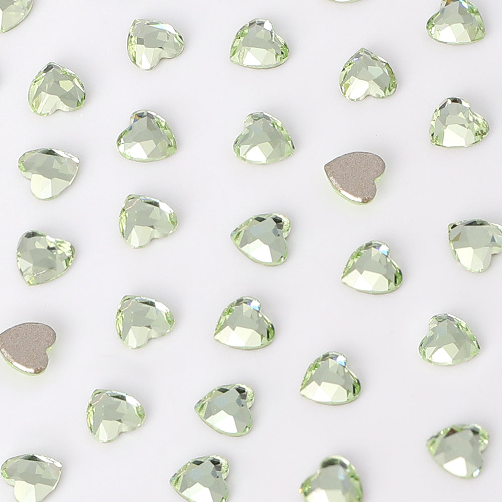 Heart Shape Multi Colors Small Size Glass Beveled Flat Back Fancy Rhinestones For Nail Art