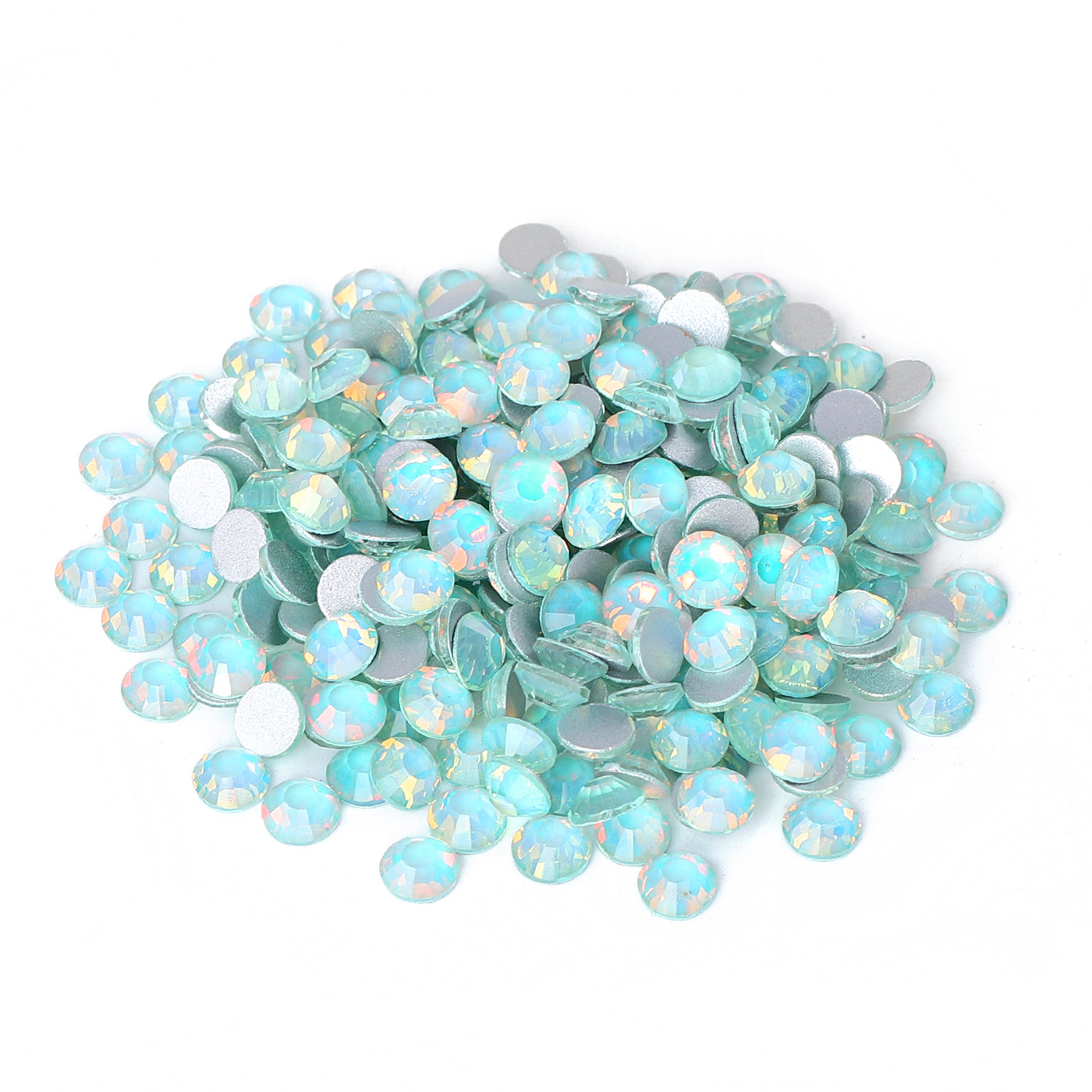 Flashing Tiffany Blue Glass FlatBack Rhinestones Silver Back WholesaleRhinestone