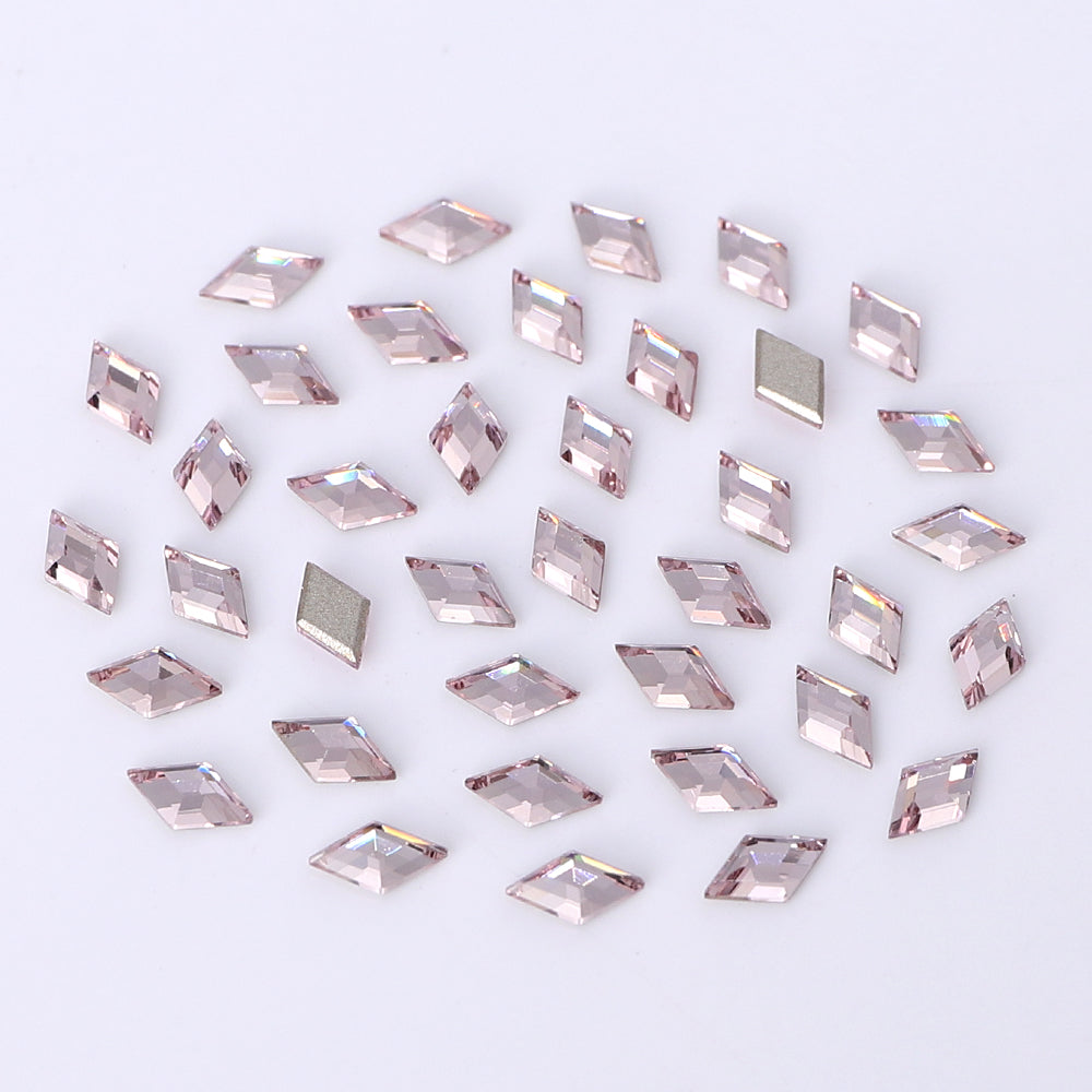 Rhombus Shape Multi Colors Small Size Glass Beveled Flat Back Fancy Rhinestones For Nail Art