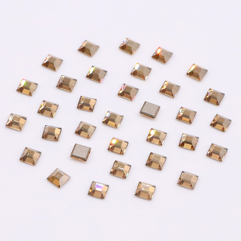 Square Shape Multi Colors Small Size Glass Beveled Flat Back Fancy Rhinestones For Nail Art