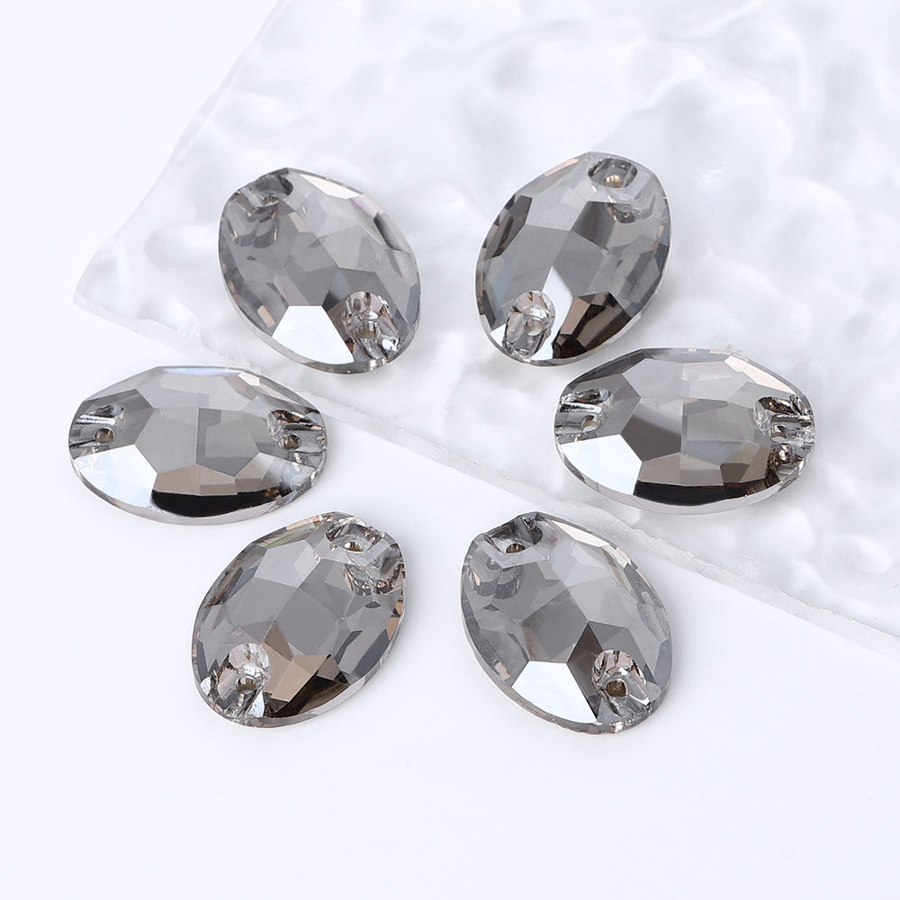 Satin Oval Shape High Quality Glass Sew-on Rhinestones