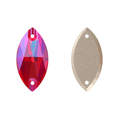 Light Siam Shimmer Navette Shape High Quality Glass Sew-on Rhinestones