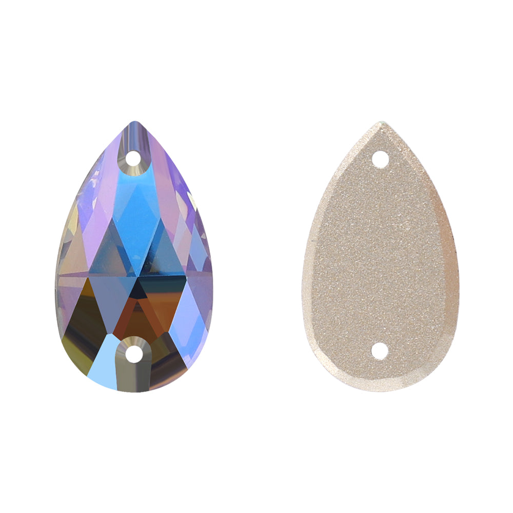 Black Diamond Shimmer Drop Shape High Quality Glass Sew-on Rhinestones