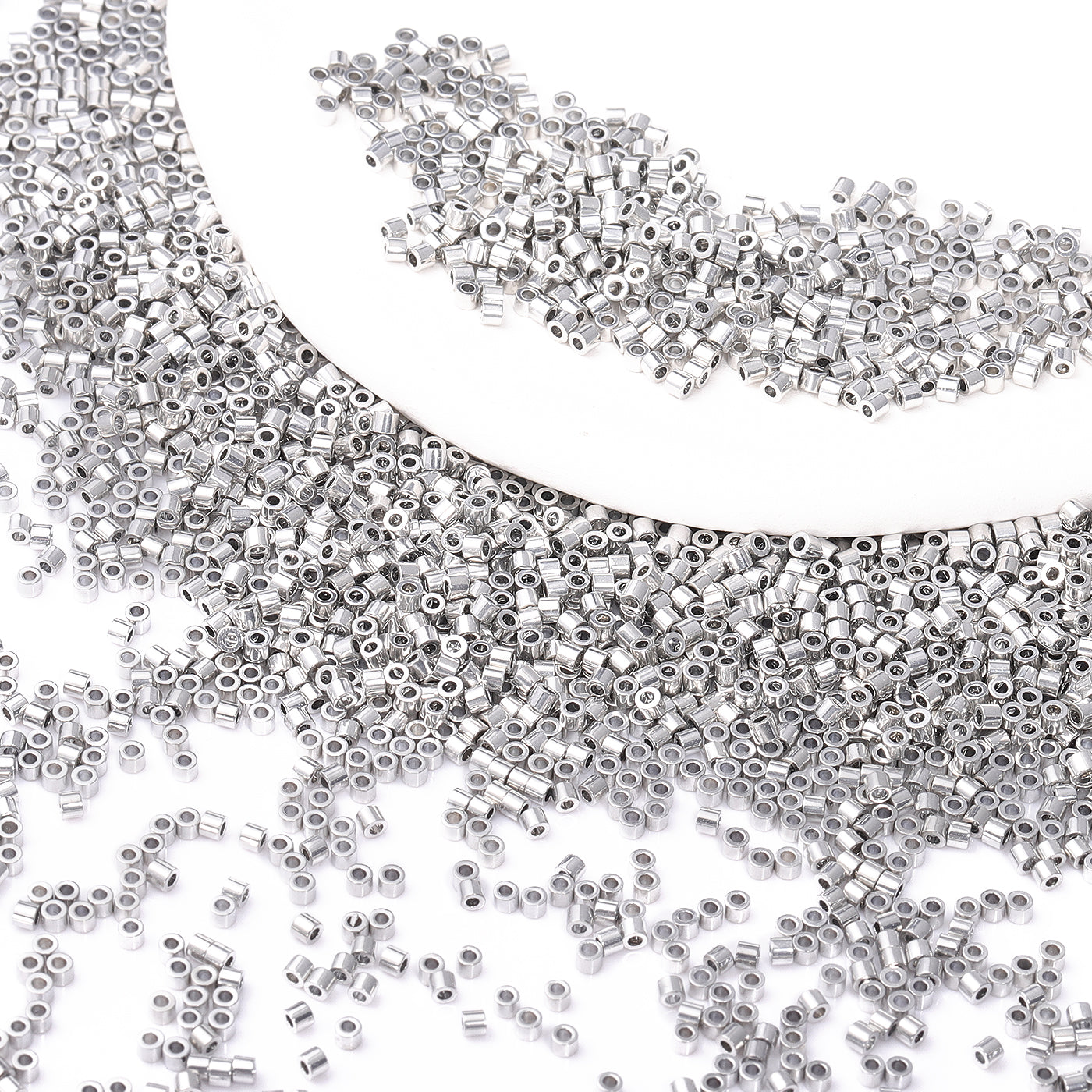 Metallic Silver Luster Color Hight Quality Glass Cylinder Seed Beads 1.6 MM Size JS3001