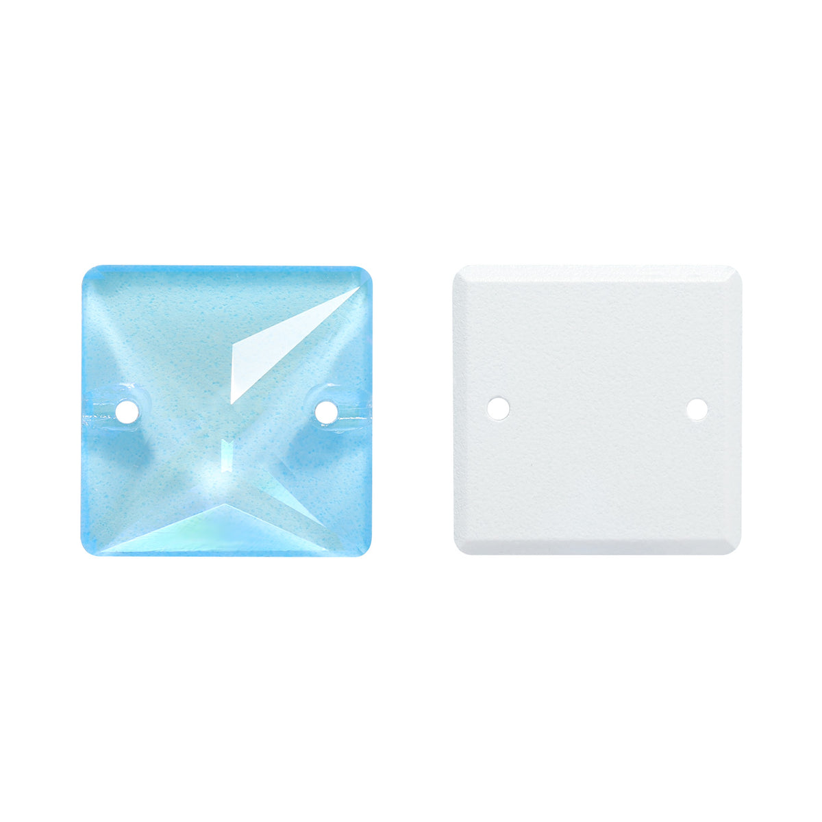 Electric Neon Aquamarine Square Shape High Quality Glass Sew-on Rhinestones