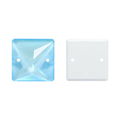 Electric Neon Aquamarine Square Shape High Quality Glass Sew-on Rhinestones