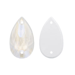 Electric Neon White Drop Shape High Quality Glass Sew-on Rhinestones