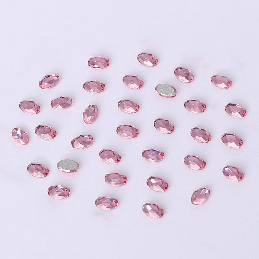 Oval Shape Multi Colors Small Size Glass Beveled Flat Back Fancy Rhinestones For Nail Art