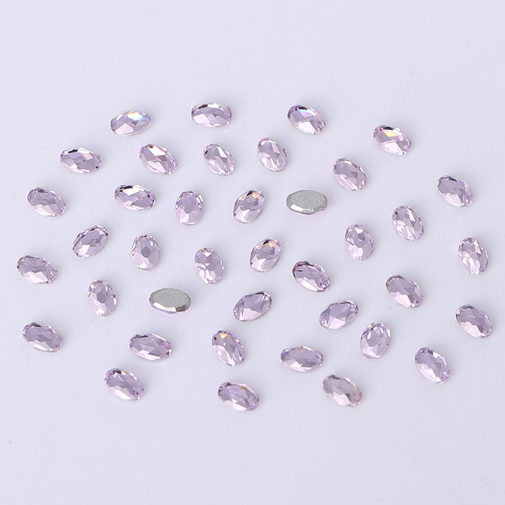 Oval Shape Multi Colors Small Size Glass Beveled Flat Back Fancy Rhinestones For Nail Art