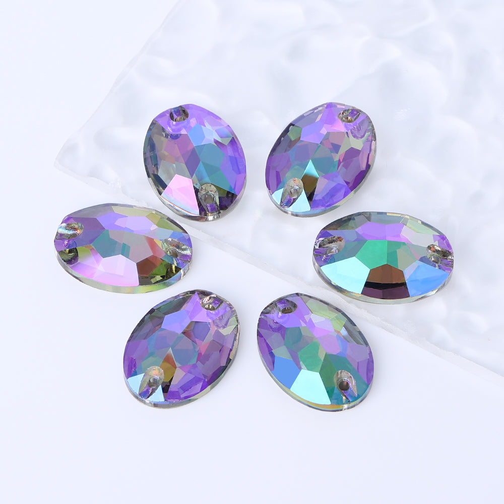 Ghost Light Oval Shape High Quality Glass Sew-on Rhinestones