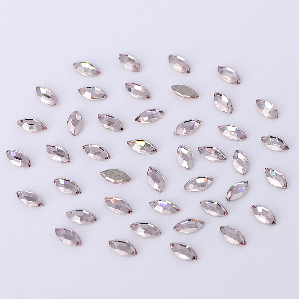 Navette Shape Multi Colors Small Size Glass Beveled Flat Back Fancy Rhinestones For Nail Art