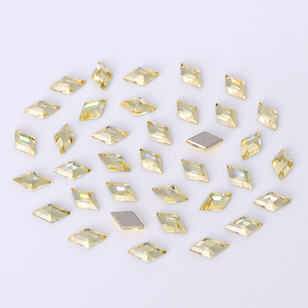 Rhombus Shape Multi Colors Small Size Glass Beveled Flat Back Fancy Rhinestones For Nail Art