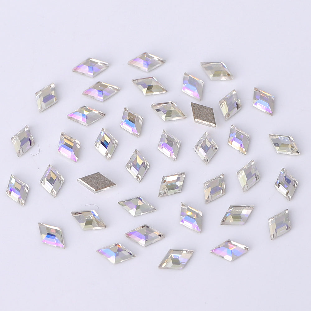 Rhombus Shape Multi Colors Small Size Glass Beveled Flat Back Fancy Rhinestones For Nail Art