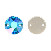 Aquamarine Shimmer XIRIUS Round Shape High Quality Glass Sew-on Rhinestones