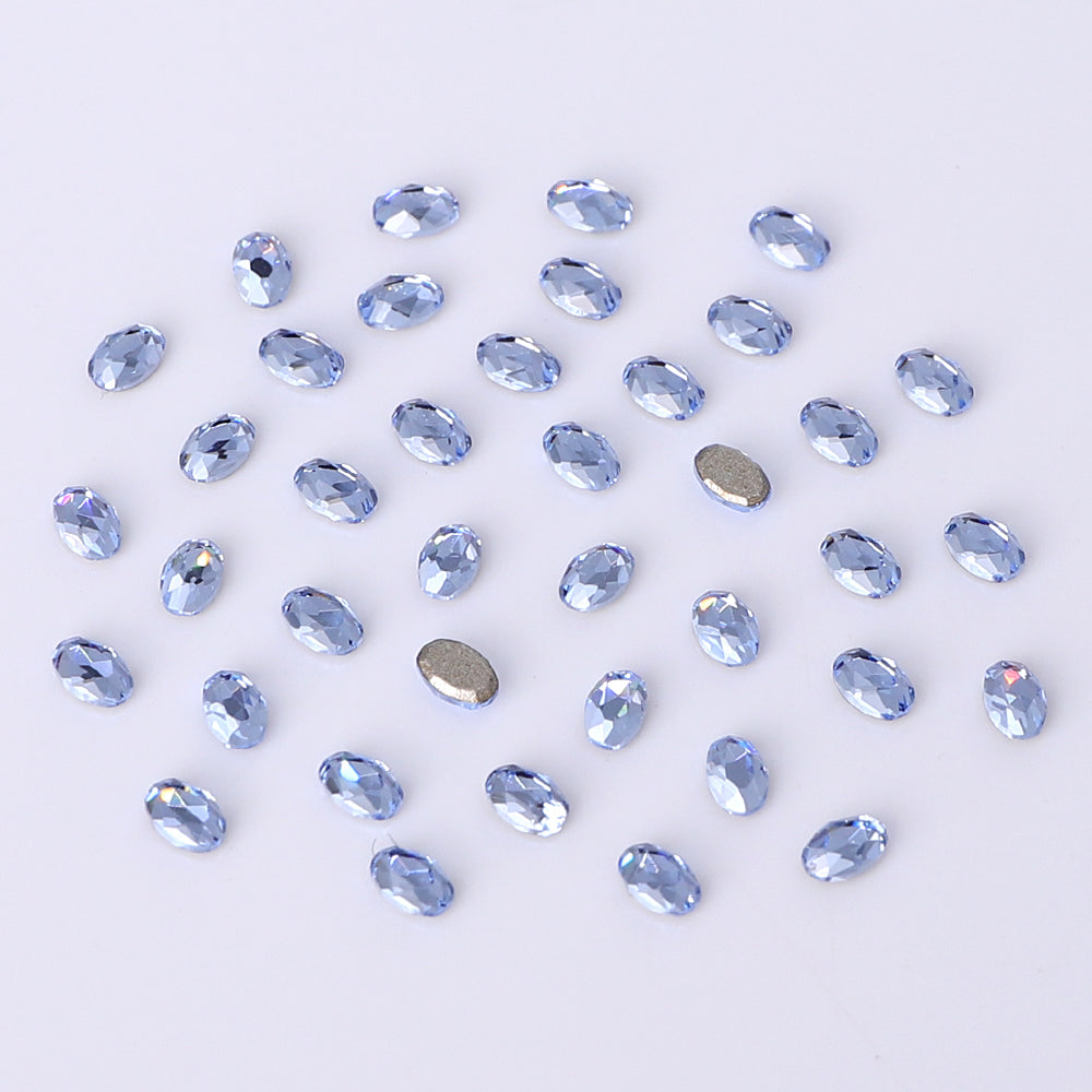 Oval Shape Multi Colors Small Size Glass Beveled Flat Back Fancy Rhinestones For Nail Art