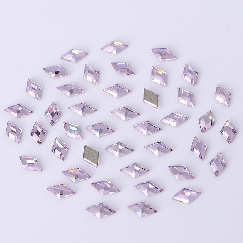 Rhombus Shape Multi Colors Small Size Glass Beveled Flat Back Fancy Rhinestones For Nail Art