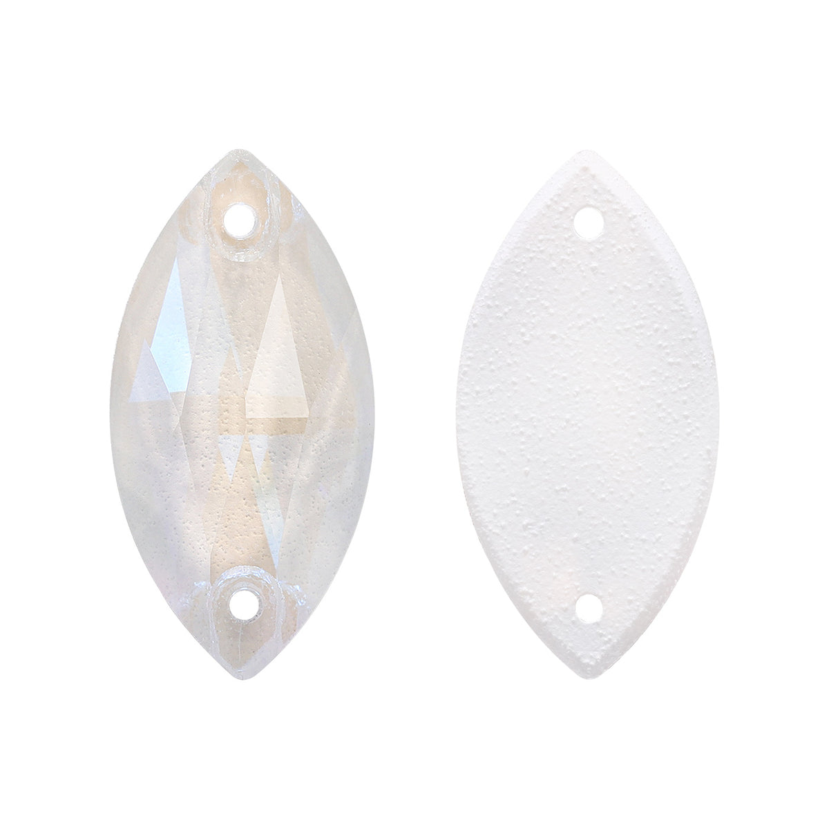 Electric Neon White Navette Shape High Quality Glass Sew-on Rhinestones