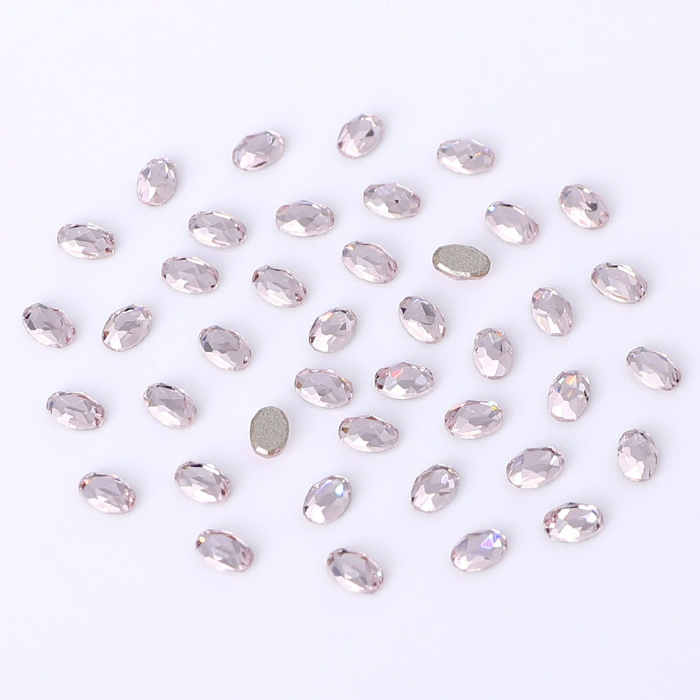 Oval Shape Multi Colors Small Size Glass Beveled Flat Back Fancy Rhinestones For Nail Art