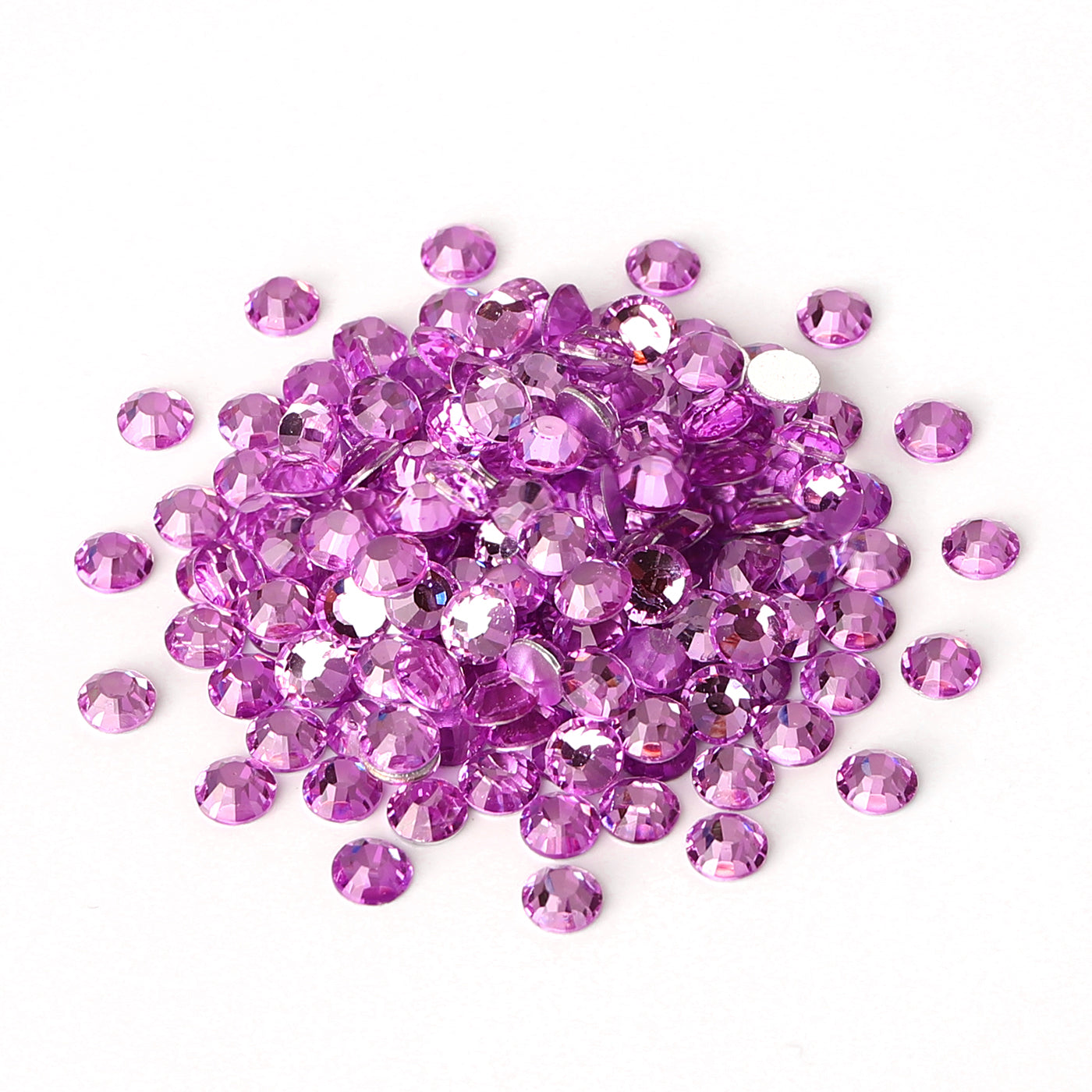 Lilac Glass FlatBack Rhinestones Silver Back